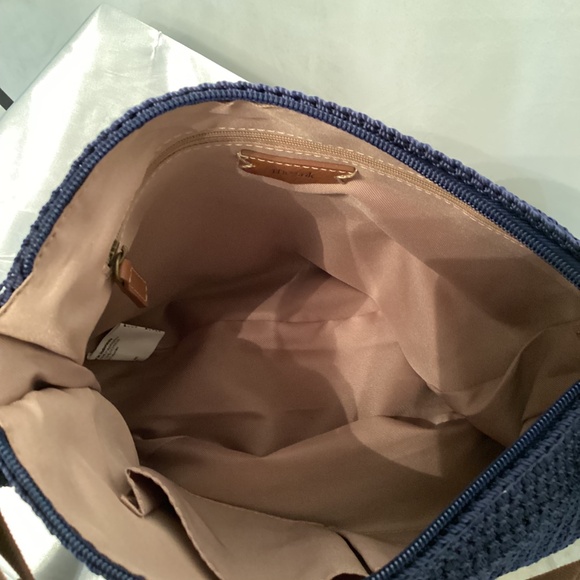 The Sak Ryder crochet crescent crossbody bag in navy blue with a tassel - Picture 13 of 14